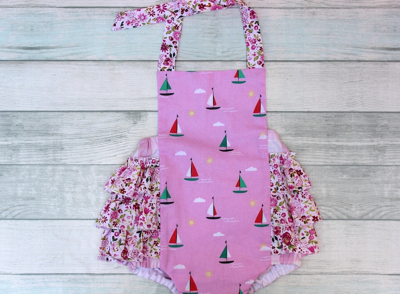 Sailing Romper, Sailboat romper, Summer cruise romper, Summer, Baby romper, toddler romper, girls romper, summer romper, elephant romper image 1