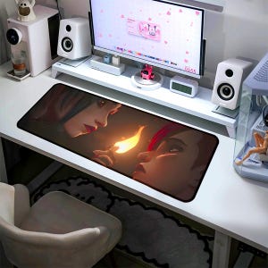 Arcane Mouse Pad Desk Mat Jinx Design League of Legends Vi Gaming Setup Gift for Gamers