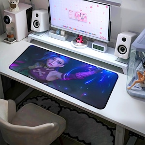 Jinx Desk Mat Arcane Mouse Pad Vi League of Legends Gaming Mat Esports Gift Gamer Decor