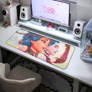 League of Legends Jinx Mouse Pad Desk Mat Arcane Inspired Isha Gamer Gift Work Desk Mat Gift for Her and Him