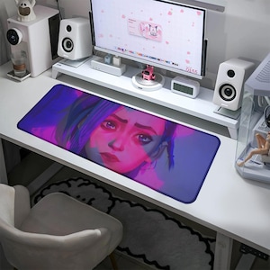 Jinx Desk Mat Arcane Mouse Pad Vi League of Legends Gaming Mat Esports Gift Gamer Decor