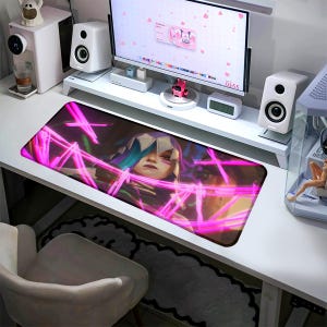 Jinx Desk Mat Arcane Mouse Pad Vi League of Legends Gaming Mat Esports Gift Gamer Decor