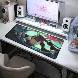Jinx Desk Mat Arcane Mouse Pad Vi League of Legends Gaming Mat Esports Gift Gamer Decor
