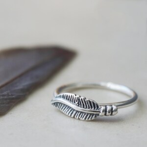 Sterling Silver Feather ring, Boho jewelry gift