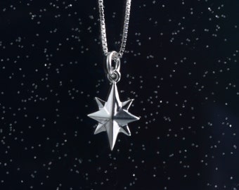 North Star Sterling Silver necklace, Small guiding star pendant, Celestial jewelry