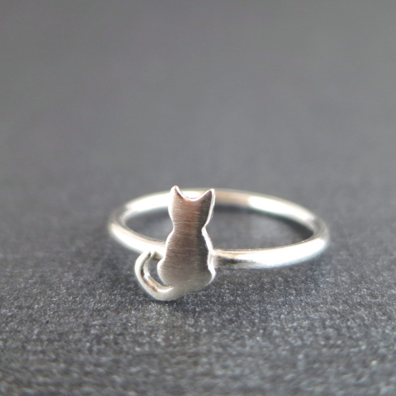 Cat Ring Sterling Silver Tiny Kitten Animal Jewelry Etsy