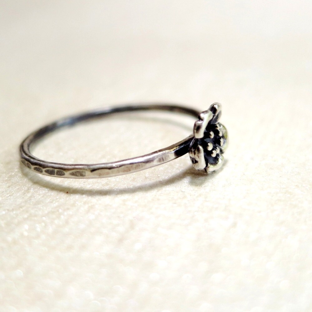 Sterling Silver Wild Rose Ring, Dainty Stackable Flower Ring, Nature ...