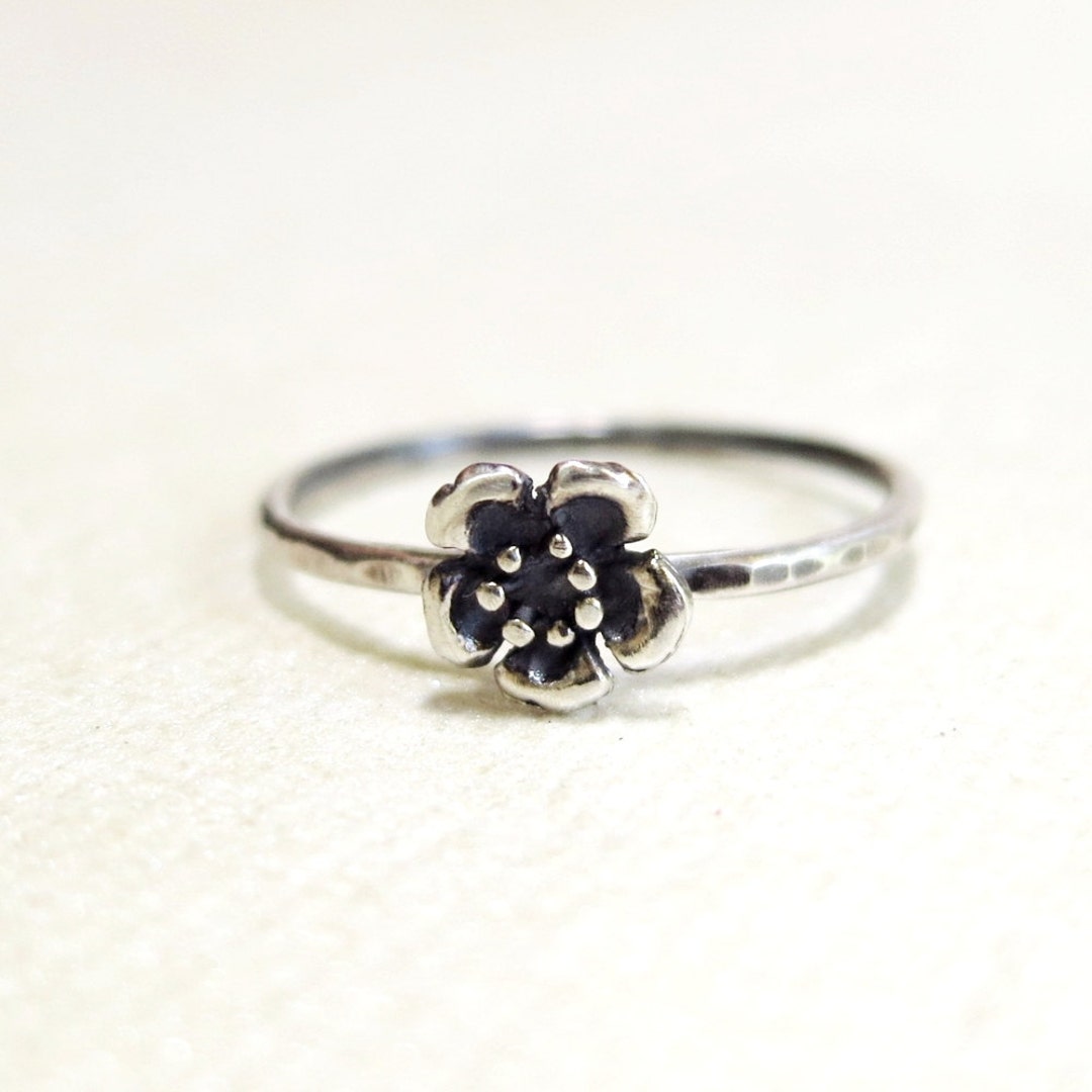 Sterling Silver Wild Rose Ring Dainty Stackable Flower Ring - Etsy