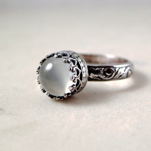 Sterling Silver Crowned Moonstone Ring main image 1