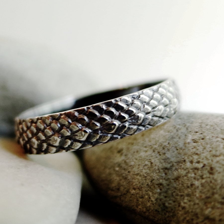 Dragon Scale Ring Sterling Silver Stacking Ring Scale Etsy