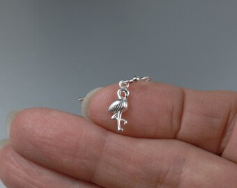 TINY Sterling Silver Flamingo earrings, little bird dangles, Tropical Wildlife jewelry
