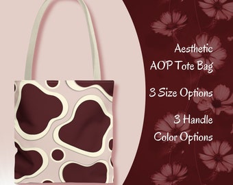 Premium Design Tote Bag | Maroon and Beige Cow Spots Inspired | Aesthetic Gift | Shoulder Bag | Shopper | Sophistication and Confidence
