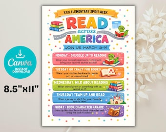 Folleto de la Semana del Espíritu de Reading America / Plantilla editable de Canva (8,5 x 11 pulgadas)