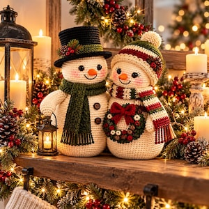 Julsnögubbepar Virkmönster PDF Amigurumi Vinterdekor Nybörjarvänlig Digital Nedladdning