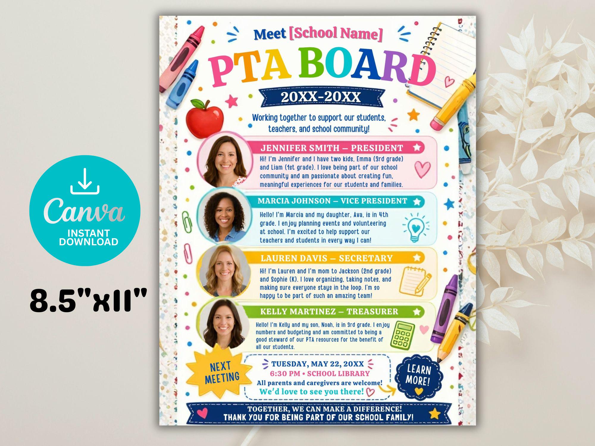 Editable Meet the PTO PTA Board Flyer Template | Back to School PTO ...