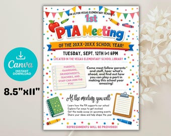 Plantilla editable de volante para reunión de PTO/Invitación de Canva (Descarga digital)