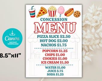 Plantilla editable de menú para puesto de comida de feria: Letrero imprimible (Descarga en Canva)