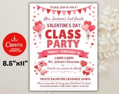 Editable Valentines Class Party Invite, Elementary School Flyer Template, Canva