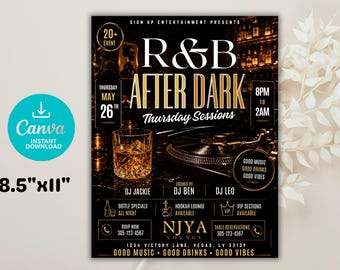 Folleto para fiesta de R&B los jueves, promoción de eventos en discotecas urbanas (plantilla editable de Canva)