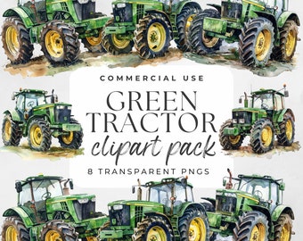 Clipart di trattori verdi, fattoria, acquerello, verde, PNG, ragazzo di fattoria, stile di vita rurale, trattori agricoli, arte agricola, artigianato di campagna