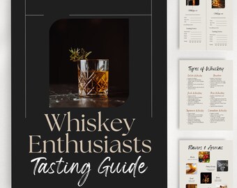 Guida alla degustazione di whisky, scheda punteggio per feste di bourbon e scotch, tappetino stampabile per degustazione di volo per bar e eventi domestici
