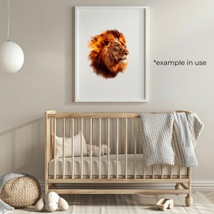 Majestätiskt lejon PNG Lejonkonstverk Lejongrafik Djungelns kung Lejonutskriftbara material Safaridekor, kungliga designer, lejoneffekter för vilda djur bild 7