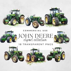 Trattore ad acquerello, Clipart John Deere, Decorazione vivaio fattoria, Trattore fattoria PNG, Trattore d'epoca PNG, Trattore John Deere, Set clipart trattore