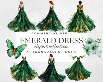 Emerald Green Dress Princess Watercolor Green Quinceañera Hunter Green Dresses Greenery Floral Watercolor Green, Forest Green Gold