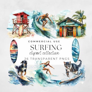 Surf Board Clipart, Surfboard Clipart, Surfboard Png, Vacation Clipart, Surfer Clipart, Watercolor Surfing, Surf Board Png Surf Shop Clipart