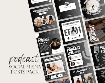 Podcast Social Template Instagram Post Episode Announcement Graphics Kit Professional Media Content Marketing Digital Promotion Visual Pack