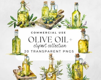 Clipart de aceite de oliva, clipart de botella de aceite, botella de aceite esencial, acuarela, gráfico de aceite de oliva, clipart de aceite de oliva natural, botella de aceite png