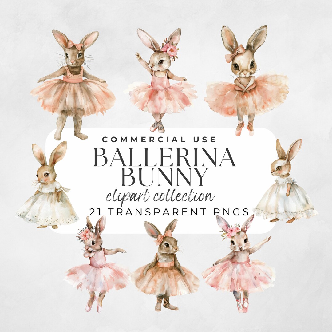 Ballet Rabbit Cartoon Bunnies Nursery Ballet Dance Clipart Watercolor Rabbit Ballerina Bunny ...
