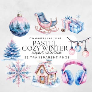 Pastell Weihnachten, gemütliche Winter Clipart, Weihnachts Clipart, Aquarell Clipart, Aquarell Weihnachten, Winter Aquarell, süße Weihnachten