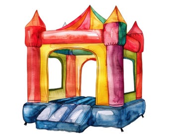 Bounce House Clipart White Bouncy Castle Waterslide Birthday Party Printable Art Decor For Kids Summer Celebrations And Events