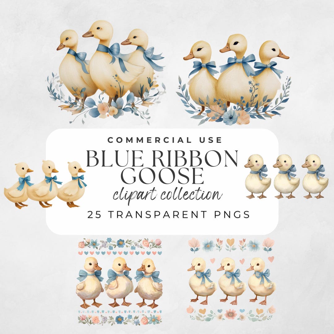 Vintage Blue Ribbon Goose Clipart Png Retro Sublimation Cute 1980s ...