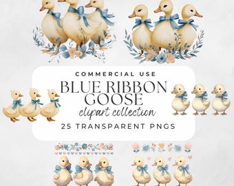 Vintage Blue Ribbon Goose Clipart Png Retro Sublimation Cute 1980s Groovy Aesthetic Goose Coquette Ugly Sweater Digital Png