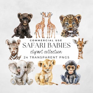 Clipart baby shower Safari chambre d'enfant, jungle, clipart bébé animal, bébé animal Safari, girafe aquarelle, clipart mignon girafe
