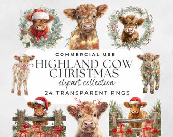 Highland Cow Christmas Festive Highlands Christmas Animals Winter Fram JPEG Holiday Design Christmas Graphics Highland in Wreath Lights