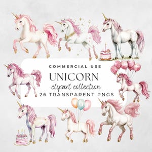 Birthday Unicorn, Unicorn Clip Art, Rainbow Unicorn, Watercolor Unicorn, Unicorn Graphics, Glitter Clip Art, Pastel Unicorn, Party Clipart