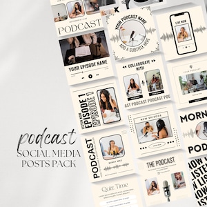 Podcast Posts, Podcast Instagram, Podcast Media Kit, Podcast Bundle, Podcast Social Media, Instagram Template, Podcast Insta, Recording