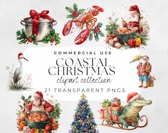 Cajun Christmas Clipart Watercolor Cajun Santa and Alligator Clip Art Traditional Louisiana Southern Food Swamp Bayou Vacation Crawfish