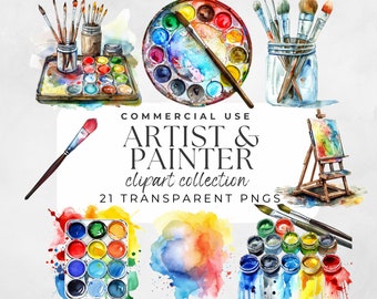 Paint Brush Clipart Art Supplies Clipart Artist Clipart Watercolor Clipart Watercolor Artist Paint Brush Clip Art, Art Class Clipart