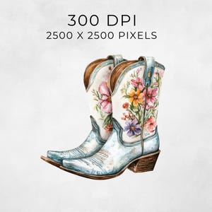 Versatile Boot Clipart Watercolor Western Collection Digital Download Art Floral Design Elements Cowgirl Boots Illustration Transparent Background Graphics Nursery Decor Components Baby Shower Materials Wedding Invitation Designs Printable