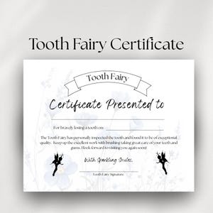 Certificat de fée des dents imprimable, reçu de fée des dents, première dent perdue, lettre de fée des dents, carte modifiable de fée des dents, souvenir de fée des dents