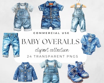 Baby Overalls Blue Jean Clipart Denim Watercolor Baby Boy Clothes Baby Clothes On Clothesline Denim Themed Baby Clothing Shower Hand Paint