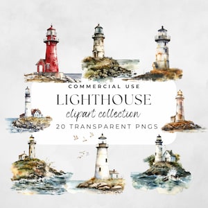 Lighthouse Clipart, Light House Clipart, Lighthouse Png, Watercolor Clipart, Nautical Clipart, Beach Clipart, Ocean Shoreline, PEI