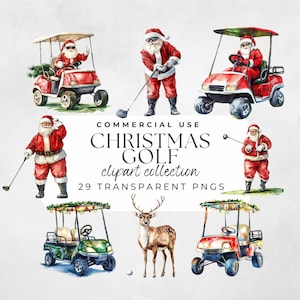 Christmas Golf Cart, Christmas Clipart, Golf Christmas Png, Golf Cart Clipart, Funny Golf Svg, Santa Golf Clipart, Christmas Golf