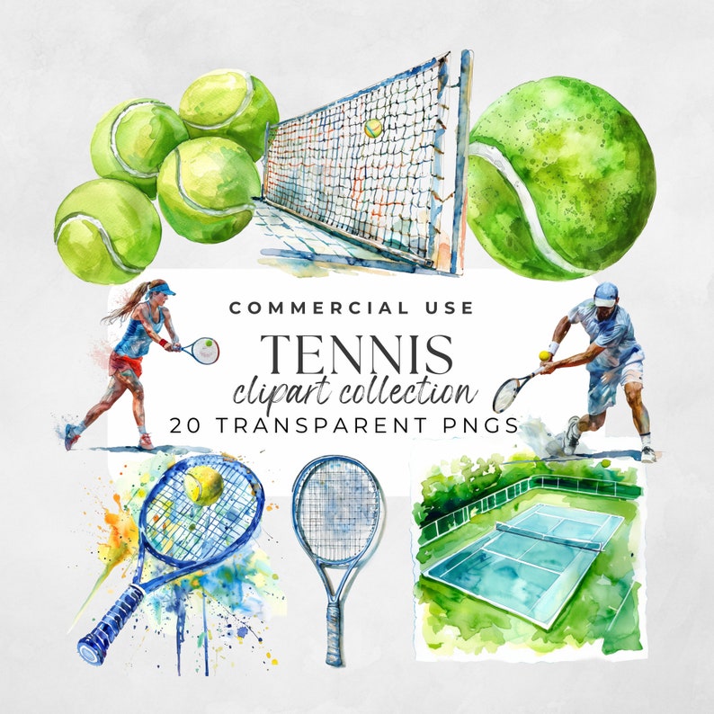 Watercolor Tennis Ball Clipart PNG