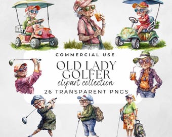 Imágenes prediseñadas de golfista, imágenes prediseñadas de golfista femenina, imágenes prediseñadas de golf retro, golfista femenina PNG, golf de dibujos animados, imágenes prediseñadas de golfista femenina, anciana divertida
