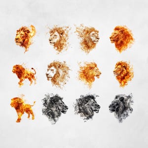 Majestätiskt lejon PNG Lejonkonstverk Lejongrafik Djungelns kung Lejonutskriftbara material Safaridekor, kungliga designer, lejoneffekter för vilda djur bild 2